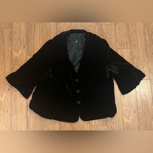 Lane Bryant Sz 26 Black Velvety 3/4 Sleeve Portrait Shawl Collar Jacket Holiday